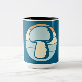 Caneca De Café Em Dois Tons Mushroom Silhouette Sunset Retro Nature Vintage Ca