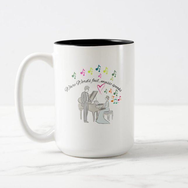 Caneca De Café Em Dois Tons Music Speaks (Esquerda)