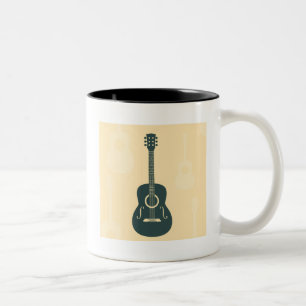 Caneca De Café Em Dois Tons Música acústica de guitarra retrógrada