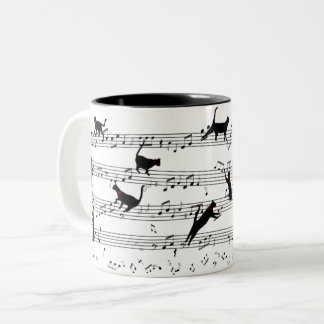 Caneca De Café Em Dois Tons Música de Cat Playing Note, Música de Cat, Present