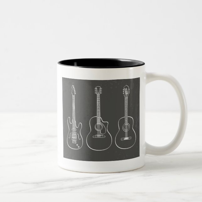 Caneca De Café Em Dois Tons Música de trio de guitarra retro grunge (Direita)