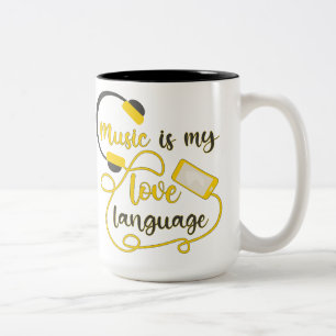 Caneca De Café Em Dois Tons Música é minha língua amorosa, frase romântica