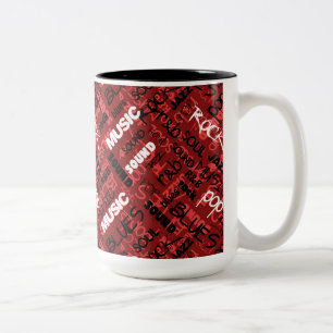 Caneca De Café Em Dois Tons Música Pop R & B Rock Vermelho
