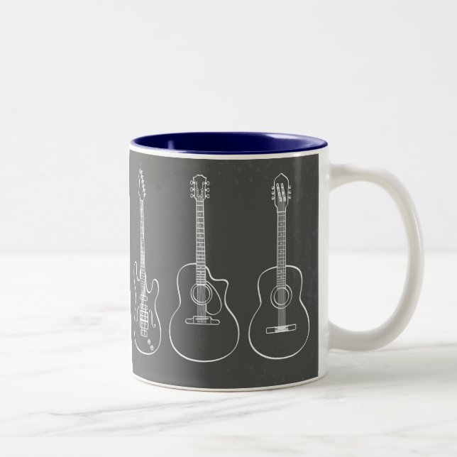 Caneca De Café Em Dois Tons Música retro do grunge do trio da guitarra (Direita)