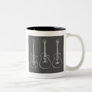 Caneca De Café Em Dois Tons Música retro do grunge do trio da guitarra