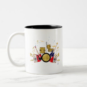 Caneca De Café Em Dois Tons musical de grupo de violão