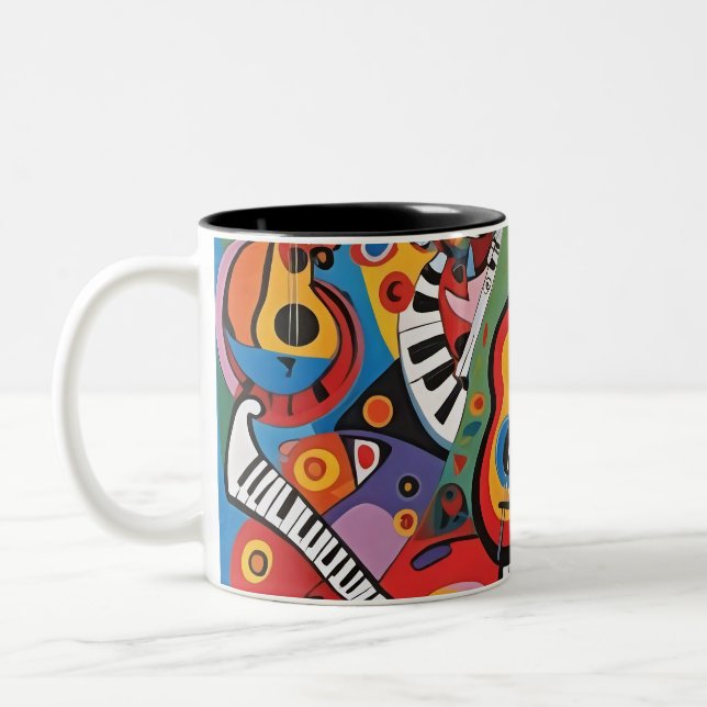 Caneca De Café Em Dois Tons musical de pop art 001 (Esquerda)
