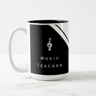 Caneca De Café Em Dois Tons Musical de Trendy Branca Negro de Professora de Mú