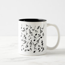 Musical Notes Mug - Branco e Preto