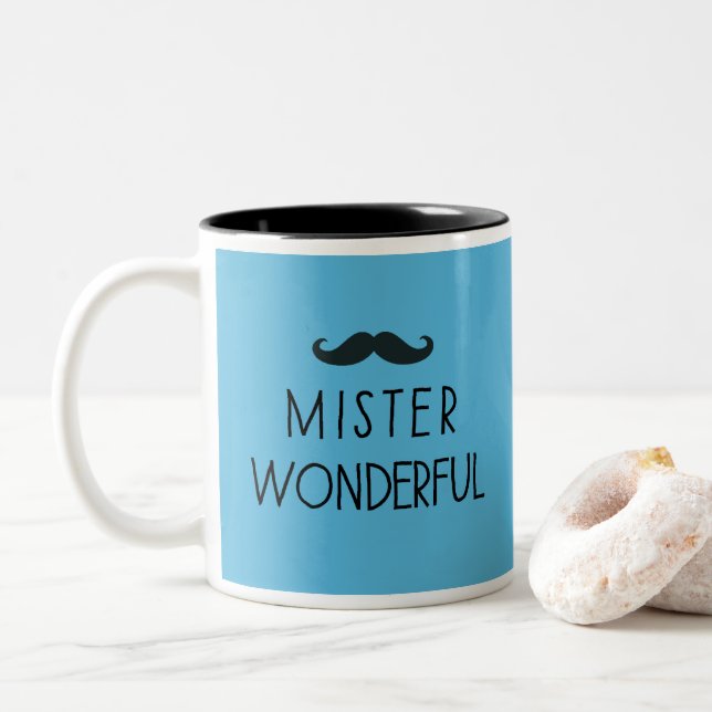 Caneca De Café Em Dois Tons Mustache Mister Wonright (Com Donut)