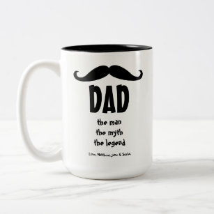 Caneca De Café Em Dois Tons Mustache personalizado Dia de os pais de dois tons