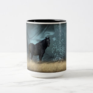 Caneca De Café Em Dois Tons Mustang Wild Black Stallion and Cloud BeverageMug