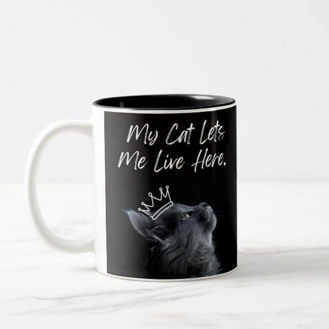 Caneca De Café Em Dois Tons My Cat Lets Me Live Here (Esquerda)