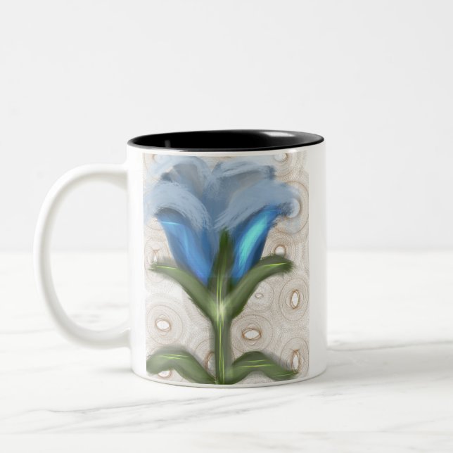 Caneca De Café Em Dois Tons Mystic Blue Bloom - Growing Flower (Esquerda)