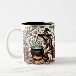 Caneca De Café Em Dois Tons Mystic Herbalist: A Arte de Bruxaria e Healin