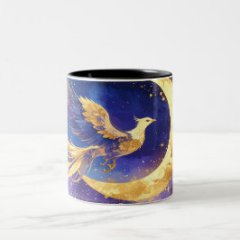 Caneca De Café Em Dois Tons Mystical Phoenix Mug - Celestial Moon Fantasy Coff