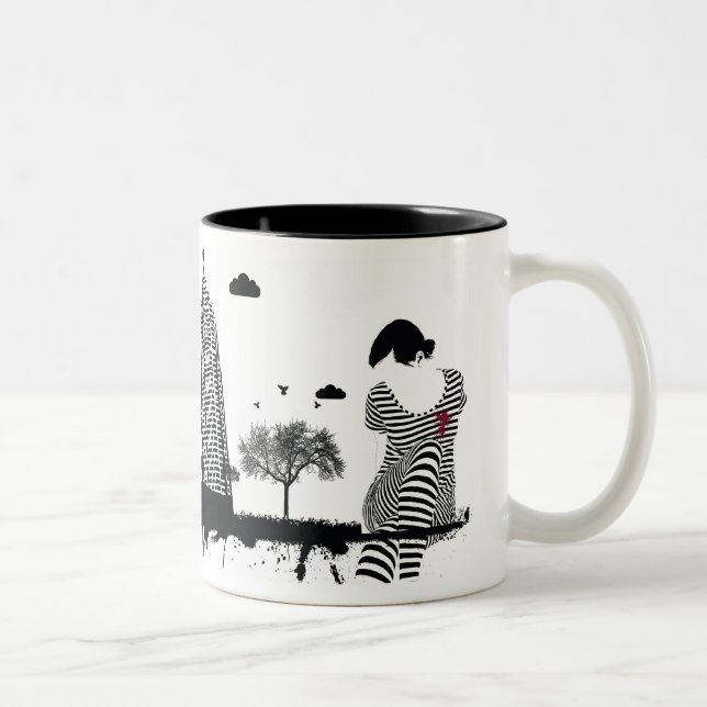 Caneca De Café Em Dois Tons Na cidade (Direita)