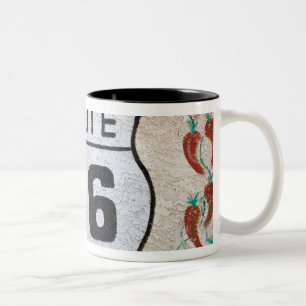 Caneca De Café Em Dois Tons NA, EUA, arizona, sinal de rua da rota 66 de
