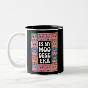 Caneca De Café Em Dois Tons Na Minha Era Moo Deng Amante do Hipopótamo Moo Den