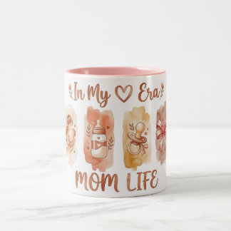 Caneca De Café Em Dois Tons Na Minha Vida de Mãe Arte em Aquarela Maternidade