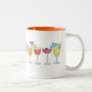Caneca De Café Em Dois Tons Na moda, Bebidas Coloridas Com Cocktail Simples