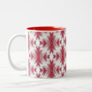 Caneca De Café Em Dois Tons na moda de etnia geométrica branca vermelha