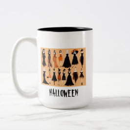 Caneca De Café Em Dois Tons Na moda de Moda Halloween Vestir Ilustração Mug