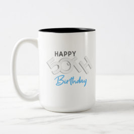 Caneca De Café Em Dois Tons Na moda Happy 50th Birthday Typografia