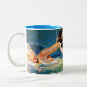 Caneca De Café Em Dois Tons Na piscina