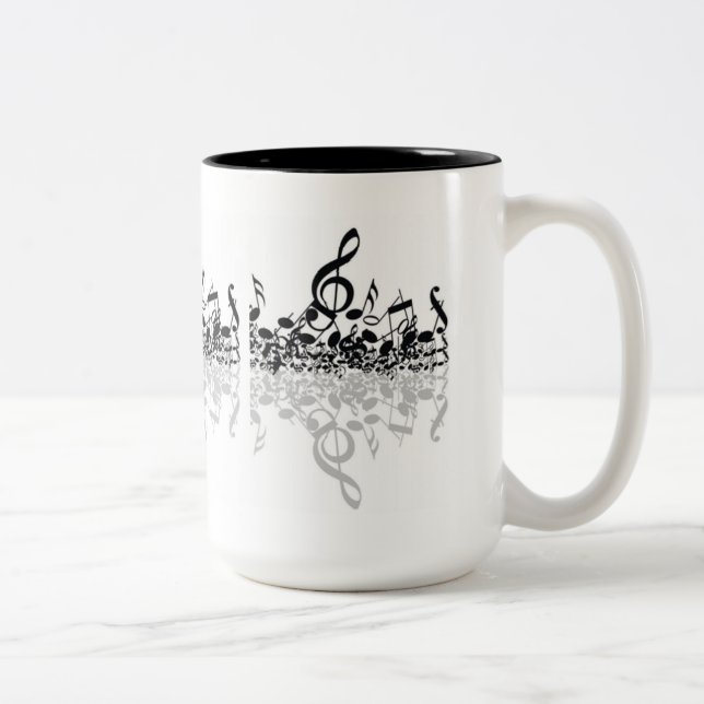 Caneca De Café Em Dois Tons Nada, Mas Tremendas Notas Musicais Brancas (Direita)