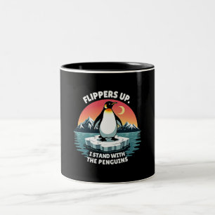 Caneca De Café Em Dois Tons Nadadeiras Acima Eu Fico Com Os Pinguins