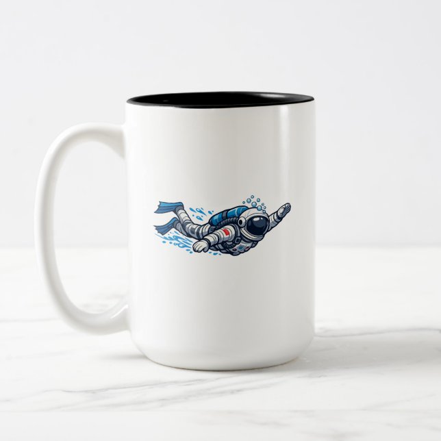 Caneca De Café Em Dois Tons Nadador Astronauta (Esquerda)