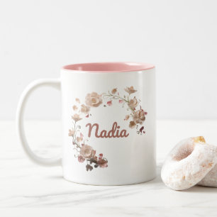 Caneca De Café Em Dois Tons Nadia Floral Mug