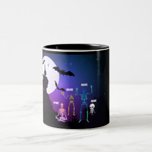 Caneca De Café Em Dois Tons Namaste com a família do esqueleto: Yoga Whimsical