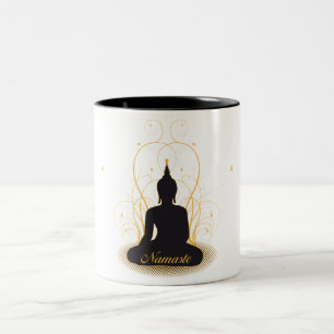 Caneca De Café Em Dois Tons Namaste elegante Buddha
