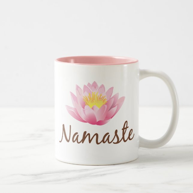 Caneca De Café Em Dois Tons Namaste Lotus Flower Yoga (Direita)