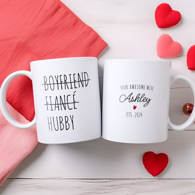 Caneca De Café Em Dois Tons Namorado Personalizado Fiancé Hubby Funny Gift (Personalized Boyfriend Fiancé Hubby Funny Gift Two-Tone Coffee Mug)