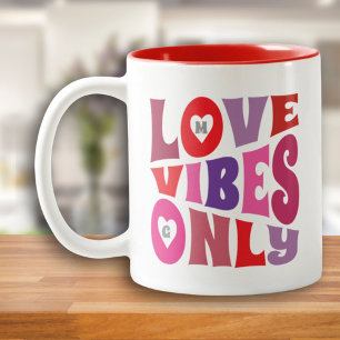 Caneca De Café Em Dois Tons Namorados Adoram apenas vermelhos, cor-de-rosa