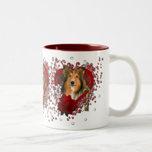 Caneca De Café Em Dois Tons Namorados - chave a meu coração - Sheltie