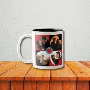 Caneca De Café Em Dois Tons Namorados coração foto colagem Mug