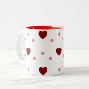Caneca De Café Em Dois Tons Namorados de Padrão do Coração Vermelho