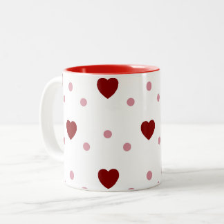 Caneca De Café Em Dois Tons Namorados de Padrão do Coração Vermelho