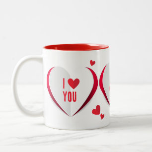 Caneca De Café Em Dois Tons Namorados Papel Cute Corações Amor