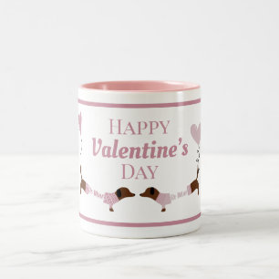 Caneca De Café Em Dois Tons Namorados Rosa de Cão Cão-de-Beijo Beijo-Beijo-Bei