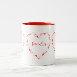 Caneca De Café Em Dois Tons Namorados Vermelho bonito Nome Coffee Mug