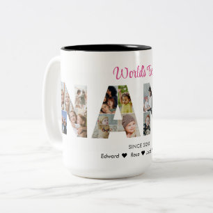 Caneca De Café Em Dois Tons Nana Photo Collage - Letra Cutout Vovó