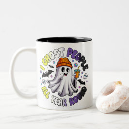 Caneca De Café Em Dois Tons Não Binário Funny Halloween – Eu Assusto as Pessoa