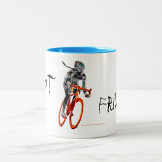 Caneca De Café Em Dois Tons Nao frilly. Ciclista & chamas fêmeas