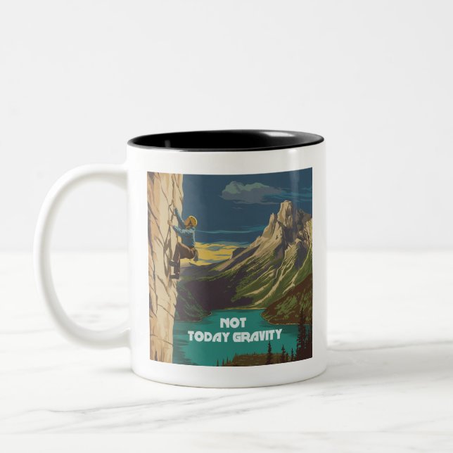 Caneca De Café Em Dois Tons Não Hoje Gravidade Escalada em Rocha (Esquerda)