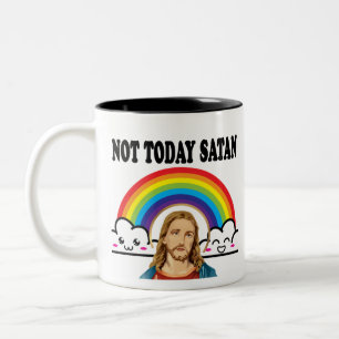 Caneca De Café Em Dois Tons Não hoje Satã